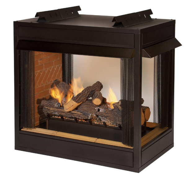 Stock Image - American Hearth - Jeferson Multi-Sided Firebox American Hearth - Dunrite Chimney and Stove