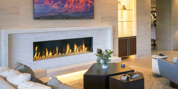 Stock Image - DaVinci Custom Fireplaces - DaVinci Collection - Single-Sided Linear Gas Fireplace DaVinci Gas Fireplace - Dunrite Chimney and Stove