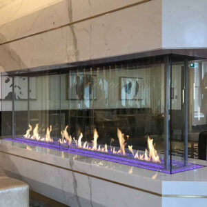 Stock Image - DaVinci Custom Fireplaces - DaVinci Collection - Island Linear Gas Fireplace DaVinci Gas Fireplace - Dunrite Chimney and Stove