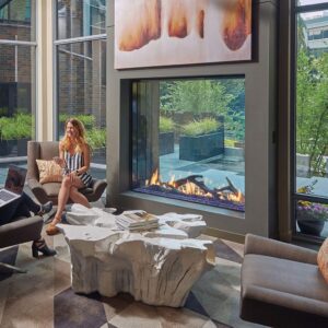 Stock Image - DaVinci Custom Fireplaces - DaVinci Collection - See-Thru Linear Gas Fireplace DaVinci Gas Fireplace - Dunrite Chimney and Stove