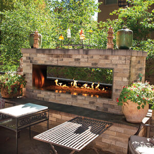 Stock Image - American Hearth - Outdoor Linear See-Through Fireplaces American Hearth - Dunrite Chimney and Stove