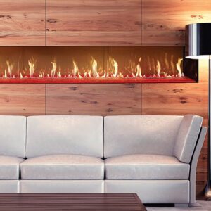 Stock Image - DaVinci Custom Fireplaces - DaVinci Collection - Single-Sided Linear Gas Fireplace DaVinci Gas Fireplace - Dunrite Chimney and Stove