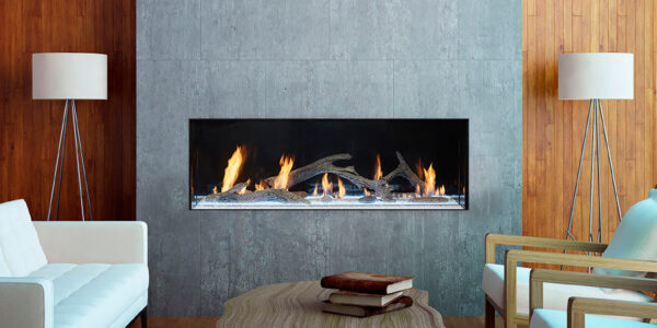 Stock Image - DaVinci Custom Fireplaces - DaVinci Collection - Single-Sided Linear Gas Fireplace DaVinci Gas Fireplace - Dunrite Chimney and Stove