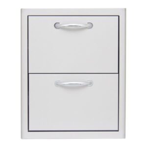 Stock Image - Blaze 16 Inch Double Access Drawer Blaze Grills Storage - Dunrite Chimney and Stove