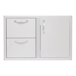 Stock Image - Blaze 32 Inch Access Door & Double Drawer Combo Blaze Grills Storage - Dunrite Chimney and Stove