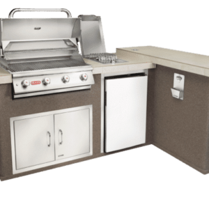 Stock Image - Bull Grills - Luxury Q Outdoor L-Shaped Kitchen & Grill Bull Grills - Dunrite Chimney and Stove