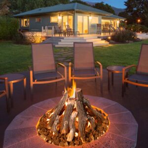 Stock Image - Grand Canyon Gas Logs - Fire Pits Grand Canyon Gas Logs - Dunrite Chimney and Stove