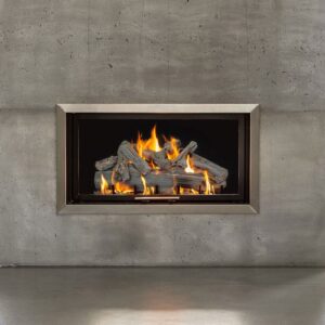 Stock Image - Grand Canyon Gas Logs - Western Driftwood Grand Canyon Gas Logs - Dunrite Chimney and Stove